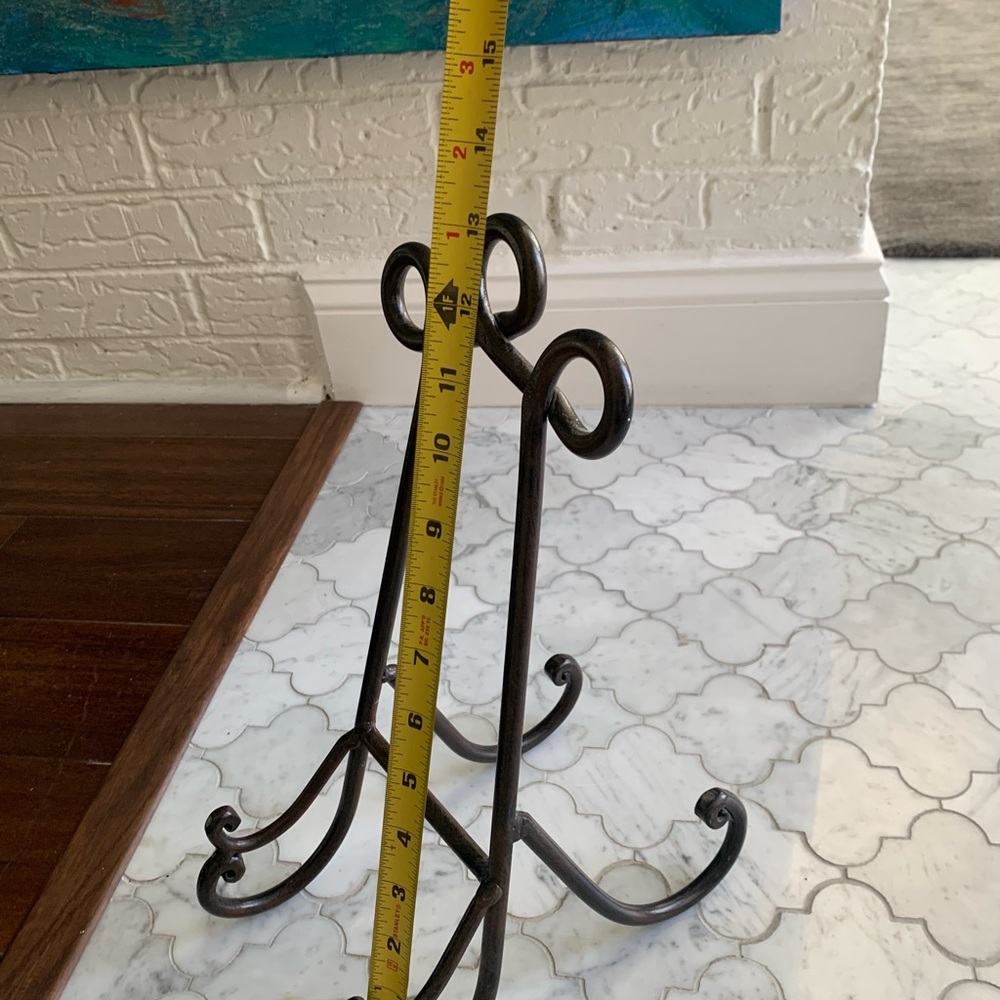 Ornate Wrought Iron Bronze Easel Vintage Frame/Book Holder 14.25x9.75x5.7 in - Picture 6 of 6